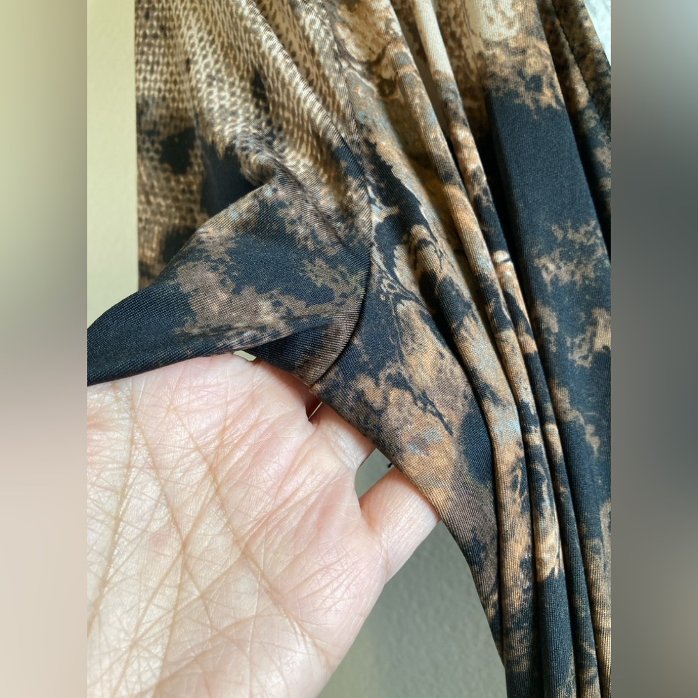 LuLaRoe Michelle Wrap Dress Brown Black Abstract Ice Wash Size XS - Picture 3 of 8